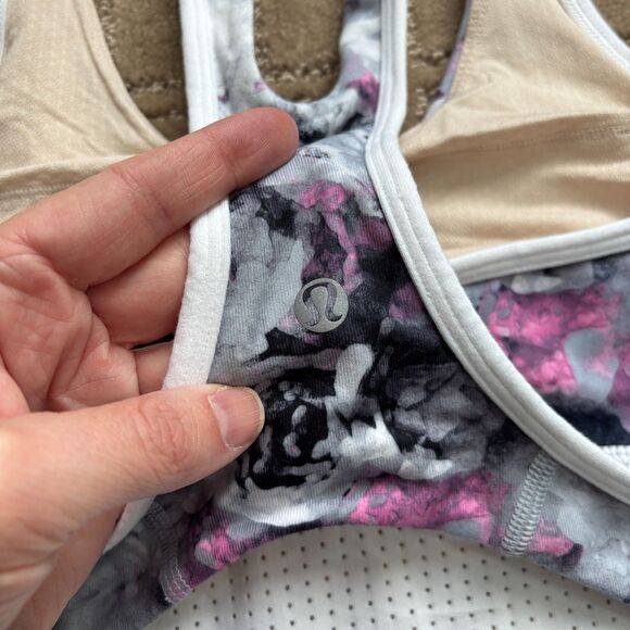 Lululemon Athletica Floral Roses Racerback Tank Top Women's Medium Gray Run Yoga - Picture 4 of 8